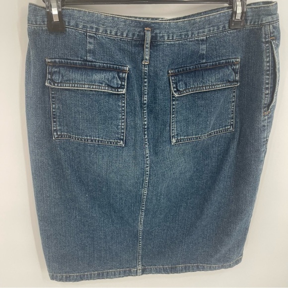 Lauren Jeans Co LRL Denim Skirt Size Large P Blue Pencil Knee Length Stretch - Picture 7 of 9